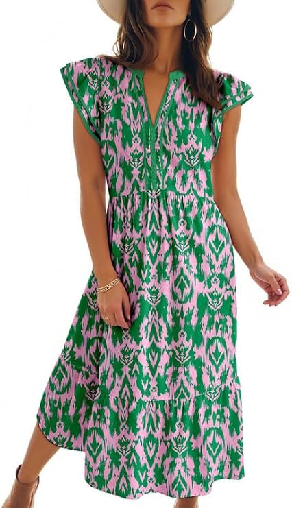 Dokotoo Summer V-Neck Striped Beach Maxi Dress